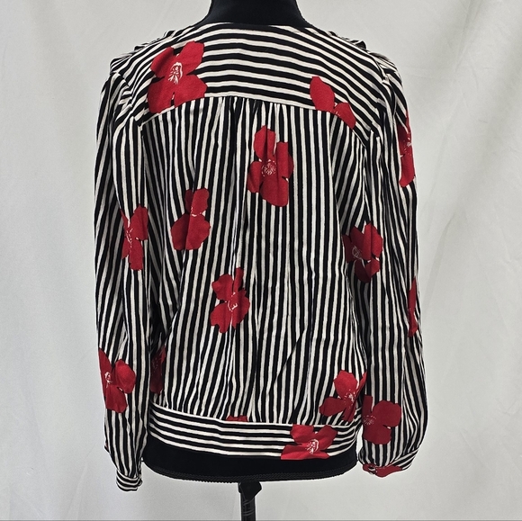 Madewell women striped wrap top candied orchids floral romantic valentine - Picture 6 of 9